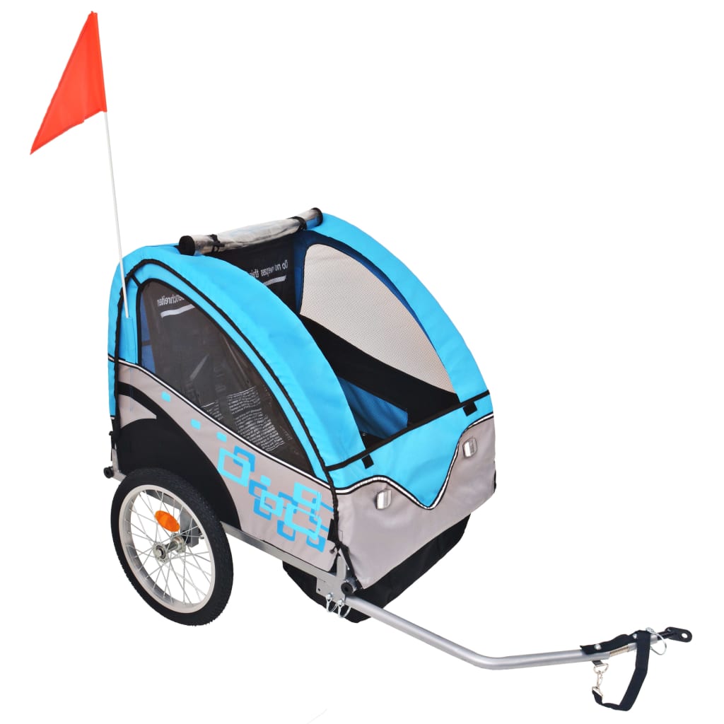 Fietstrailer 30 kg grijs en blauw