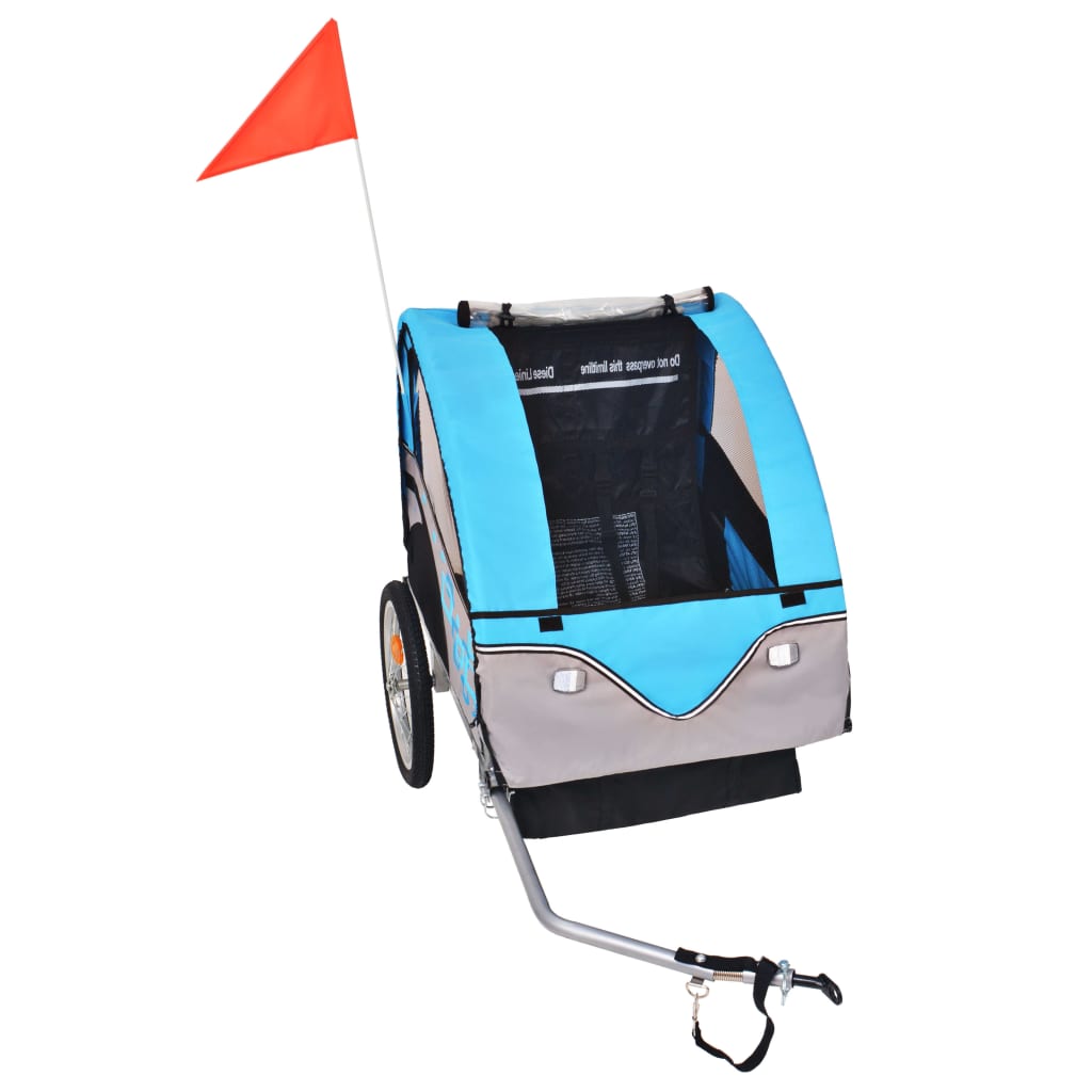 Fietstrailer 30 kg grijs en blauw