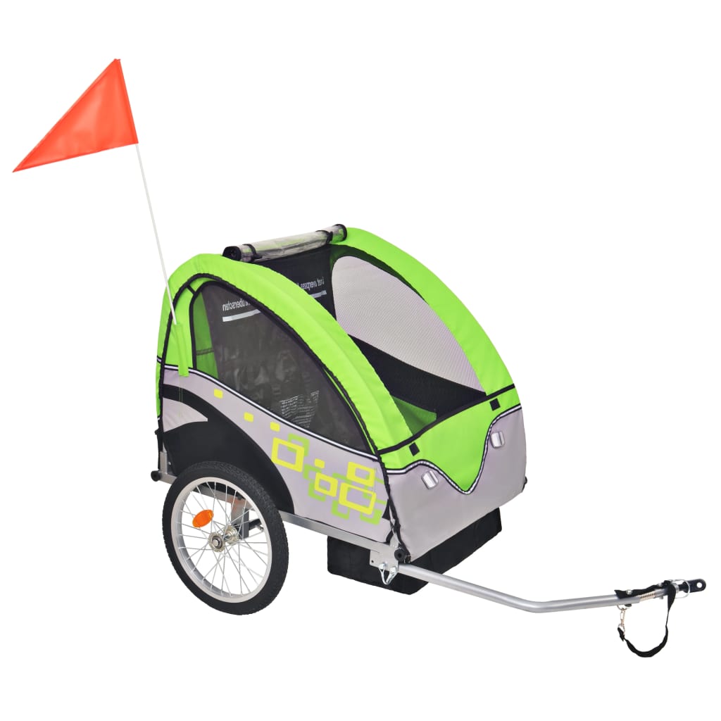 Fietstrailer 30 kg grijs en groen - AllerleiShop