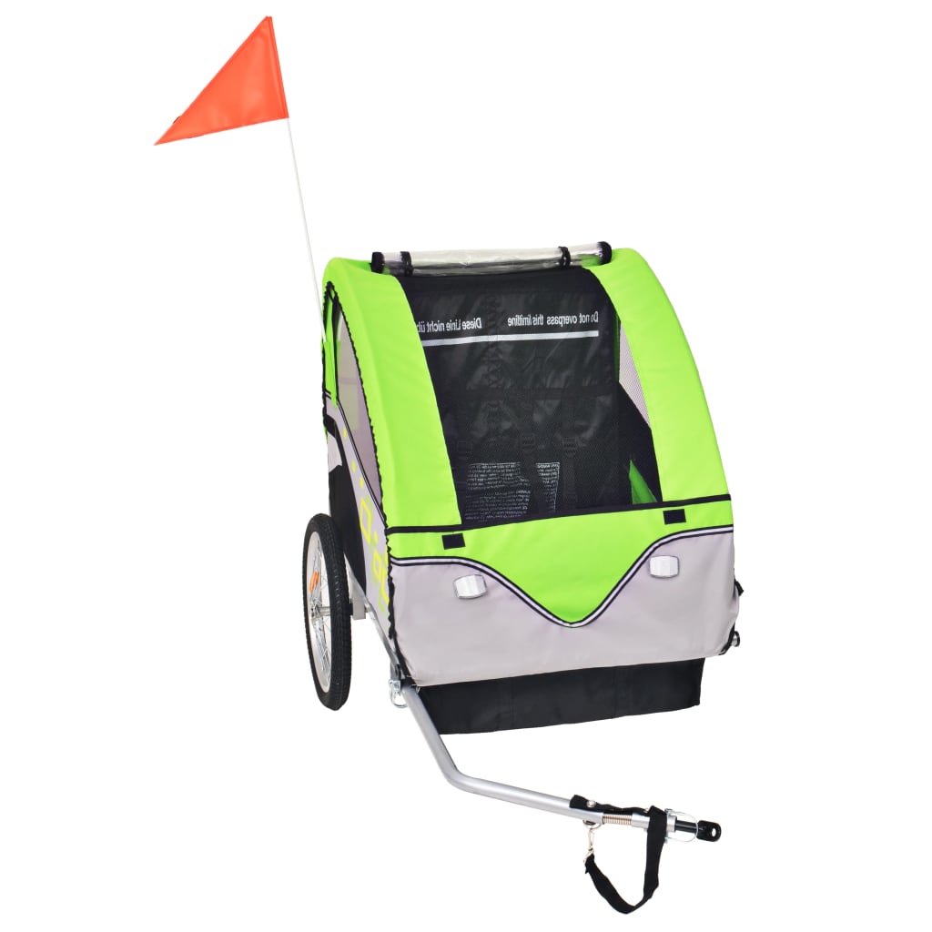 Fietstrailer 30 kg grijs en groen - AllerleiShop