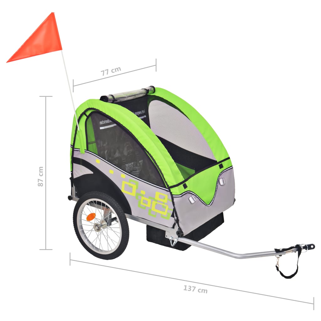 Fietstrailer 30 kg grijs en groen - AllerleiShop