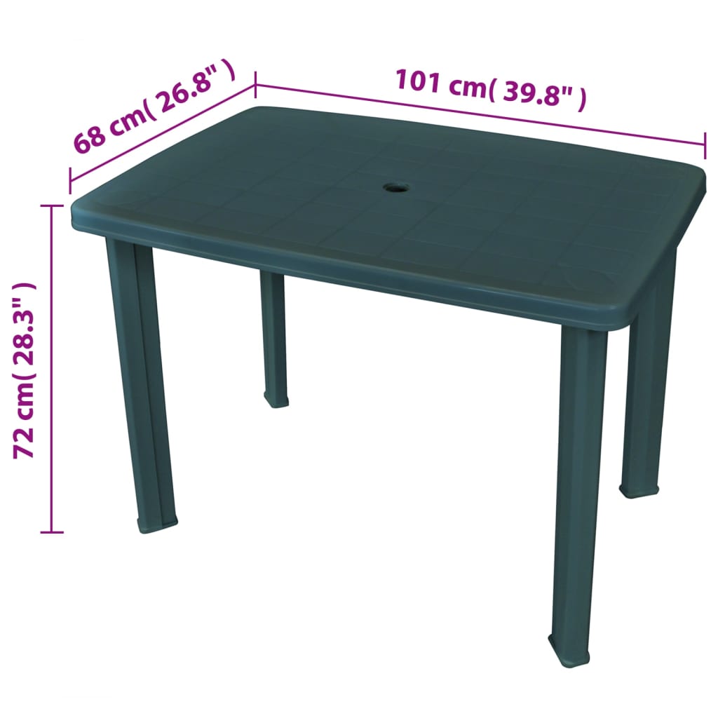 Tuintafel 101x68x72 cm kunststof groen - AllerleiShop