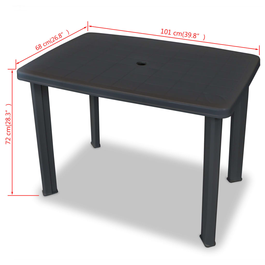 Tuintafel 101x68x72 cm kunststof antraciet - AllerleiShop