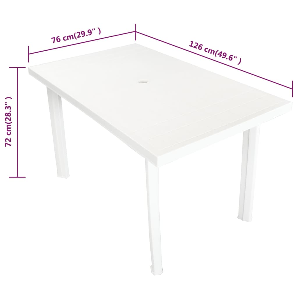 Tuintafel 126x76x72 cm kunststof wit - AllerleiShop