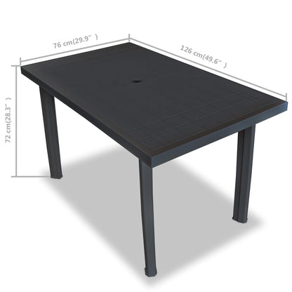 Tuintafel 126x76x72 cm kunststof antraciet - AllerleiShop