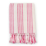 Plaid strepen 125x150 cm katoen roze en wit