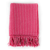 Plaid vierkanten 220x250 cm katoen roze