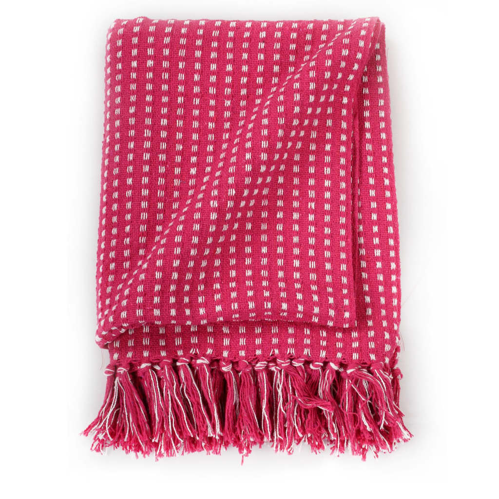 Plaid vierkanten 220x250 cm katoen roze