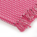 Plaid vierkanten 220x250 cm katoen roze