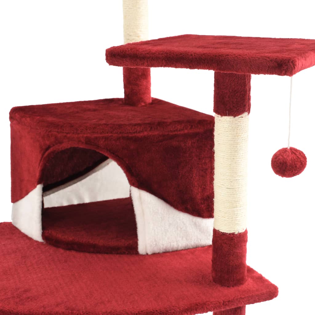 Kattenkrabpaal met sisal krabpalen 203 cm rood en wit