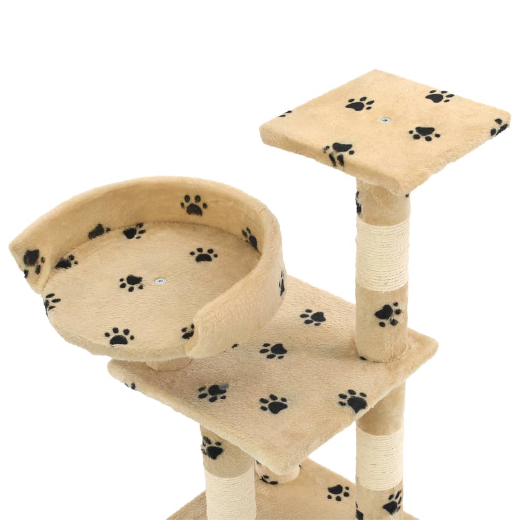 Kattenkrabpaal met sisal krabpalen 65 cm pootafdrukken beige