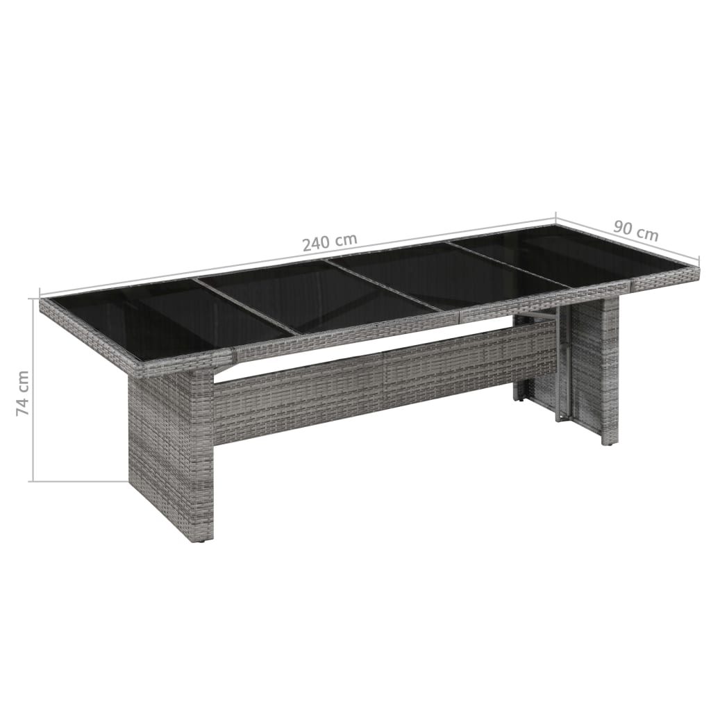 Tuintafel 240x90x74 cm poly rattan en glas - AllerleiShop