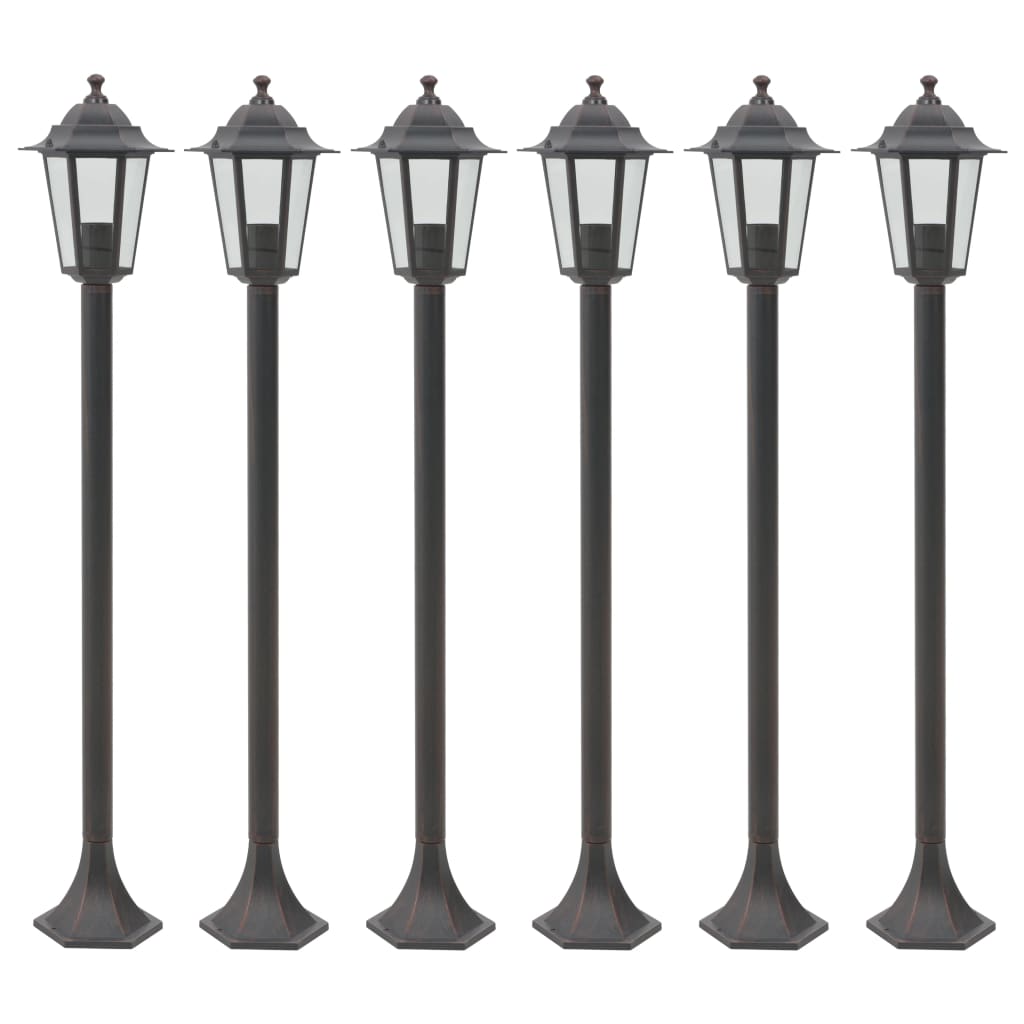 Paalverlichting voor tuin E27 110 cm aluminium brons 6 st - AllerleiShop