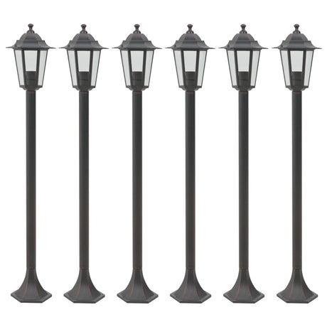 Paalverlichting voor tuin E27 110 cm aluminium brons 6 st - AllerleiShop