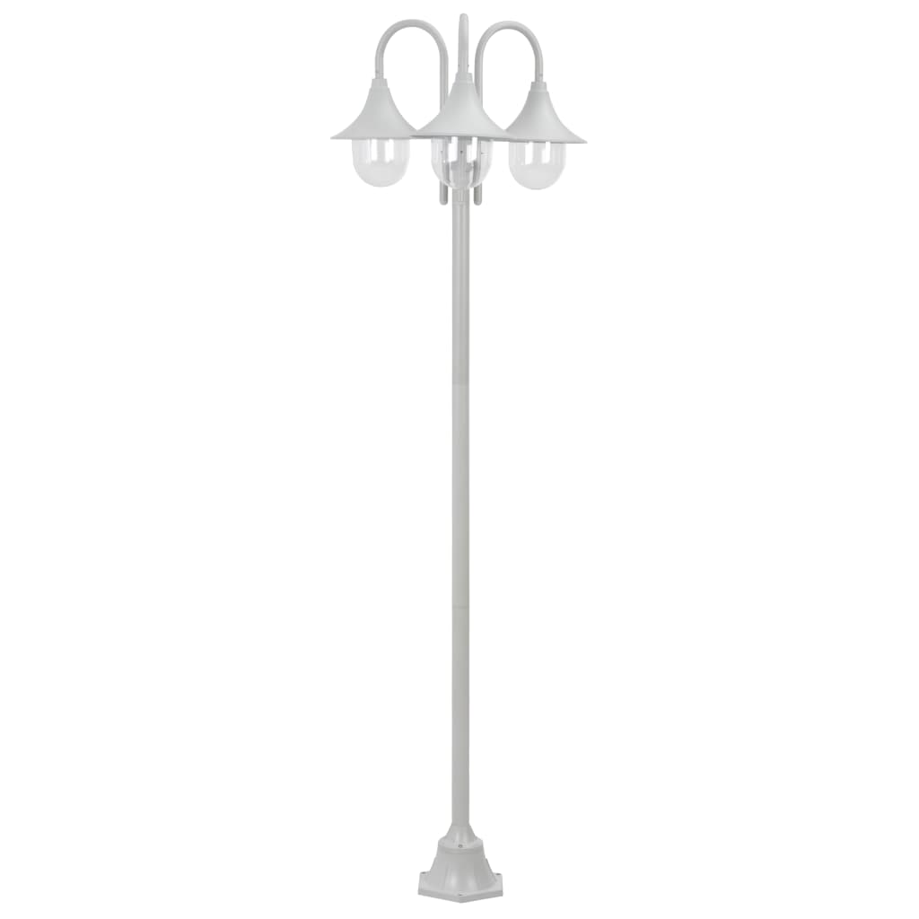 Paalverlichting tuin E27 220 cm aluminium wit 3-delig - AllerleiShop