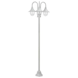 Paalverlichting tuin E27 220 cm aluminium wit 3-delig - AllerleiShop