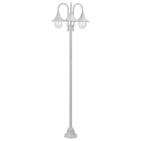 Paalverlichting tuin E27 220 cm aluminium wit 3-delig - AllerleiShop