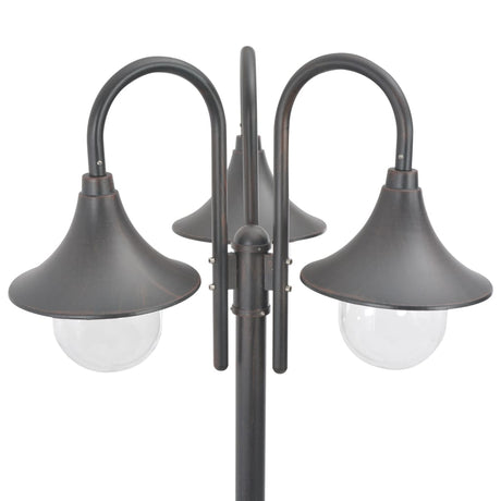 Paalverlichting tuin E27 220 cm aluminium brons 3-delig - AllerleiShop