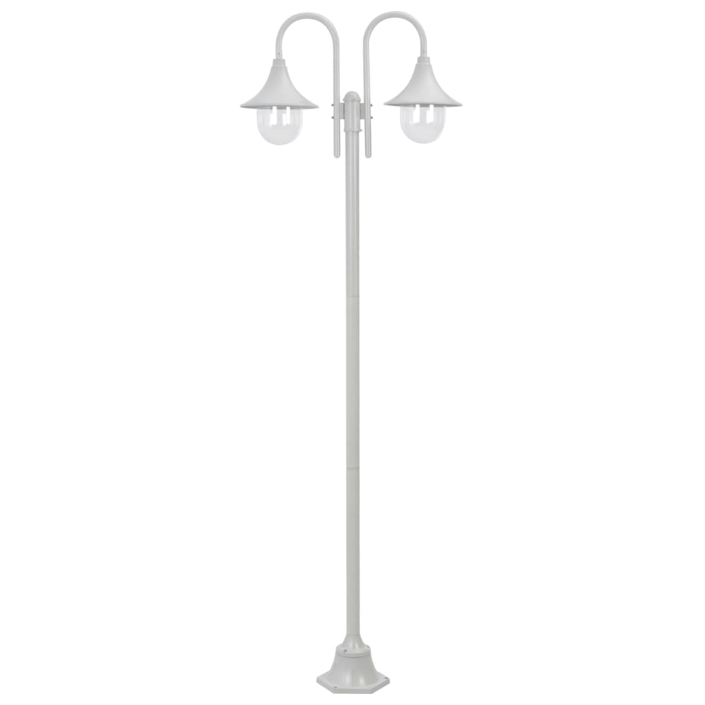 Paalverlichting tuin E27 220 cm aluminium wit 2-delig - AllerleiShop