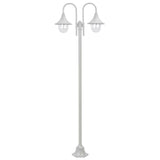 Paalverlichting tuin E27 220 cm aluminium wit 2-delig - AllerleiShop