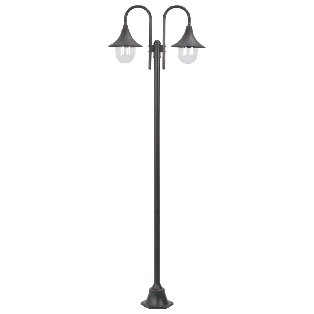 Paalverlichting tuin E27 220 cm aluminium brons 2-delig - AllerleiShop