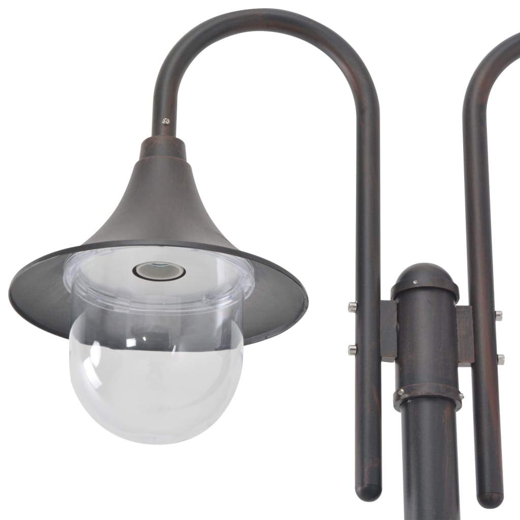 Paalverlichting tuin E27 220 cm aluminium brons 2-delig - AllerleiShop