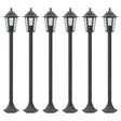 Paalverlichting voor tuin E27 110 cm aluminium donkergroen 6 st - AllerleiShop