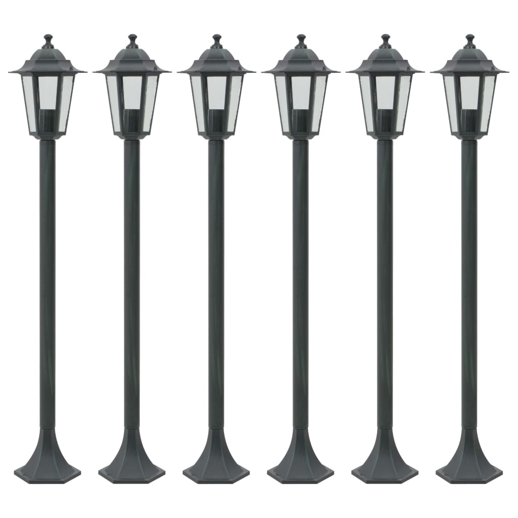 Paalverlichting voor tuin E27 110 cm aluminium donkergroen 6 st - AllerleiShop