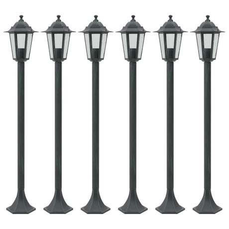 Paalverlichting voor tuin E27 110 cm aluminium donkergroen 6 st - AllerleiShop