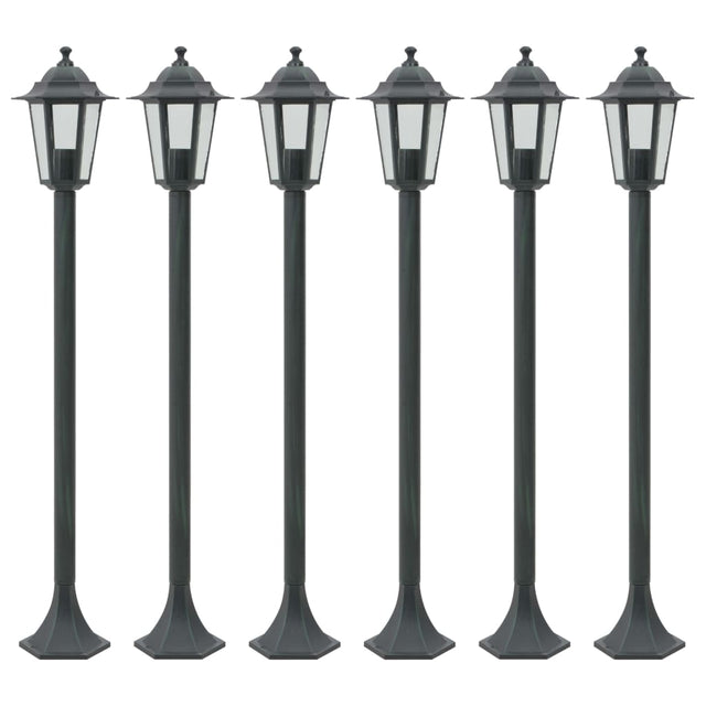 Paalverlichting voor tuin E27 110 cm aluminium donkergroen 6 st - AllerleiShop