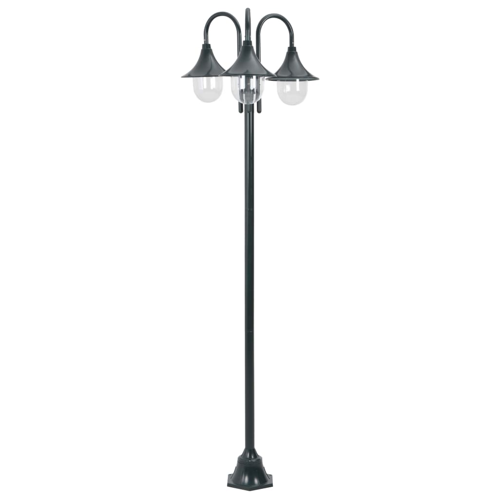 Paalverlichting tuin E27 220 cm aluminium donkergroen 3-delig - AllerleiShop