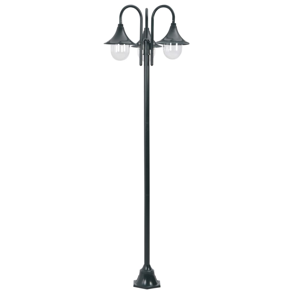 Paalverlichting tuin E27 220 cm aluminium donkergroen 3-delig - AllerleiShop