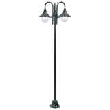 Paalverlichting tuin E27 220 cm aluminium donkergroen 3-delig - AllerleiShop