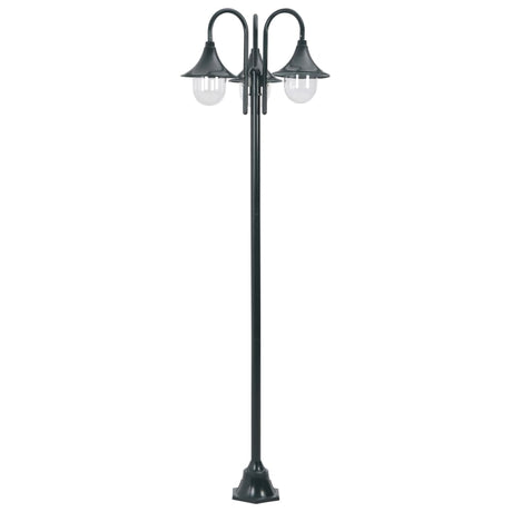 Paalverlichting tuin E27 220 cm aluminium donkergroen 3-delig - AllerleiShop