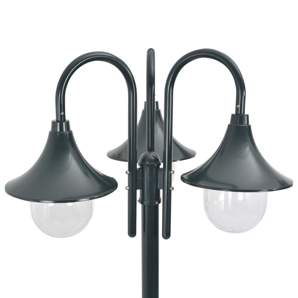 Paalverlichting tuin E27 220 cm aluminium donkergroen 3-delig - AllerleiShop