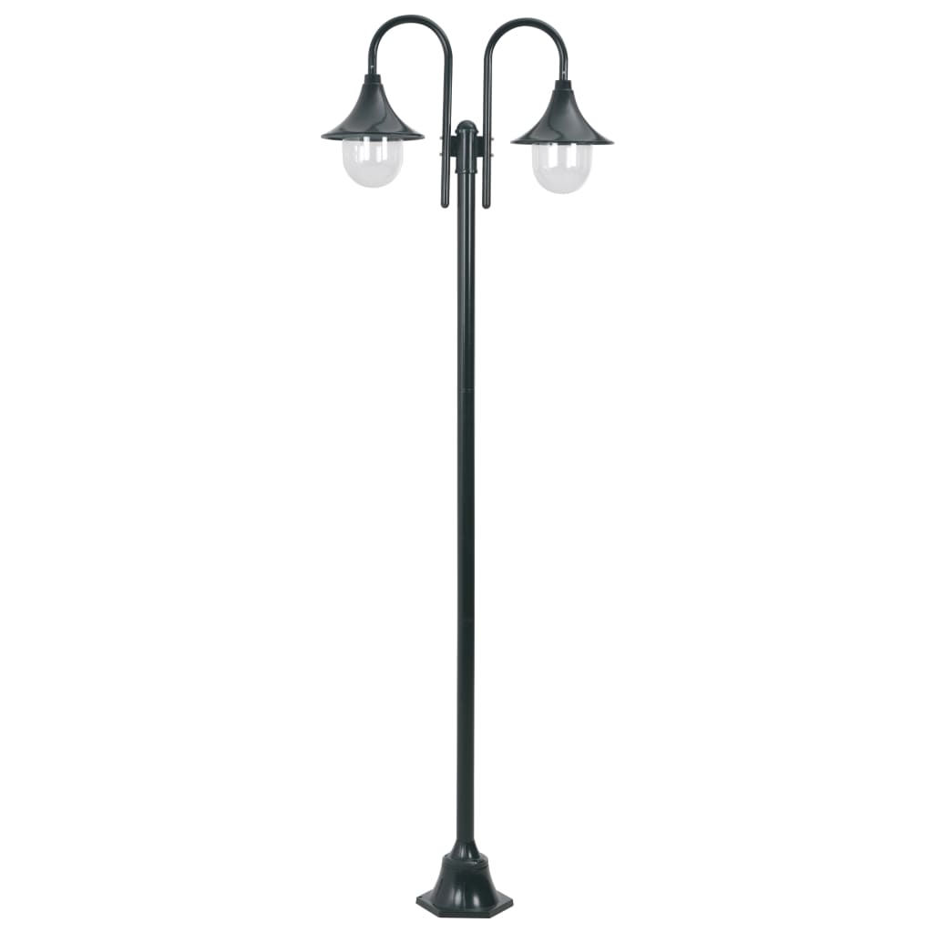 Paalverlichting tuin E27 220 cm aluminium donkergroen 2-delig - AllerleiShop