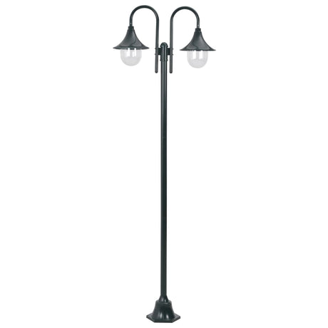 Paalverlichting tuin E27 220 cm aluminium donkergroen 2-delig - AllerleiShop