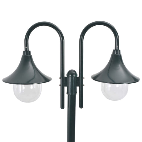 Paalverlichting tuin E27 220 cm aluminium donkergroen 2-delig - AllerleiShop