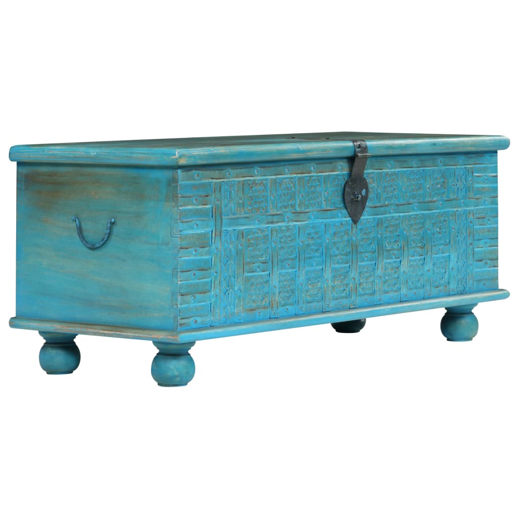 Opbergkist 100x40x41 cm massief mangohout blauw