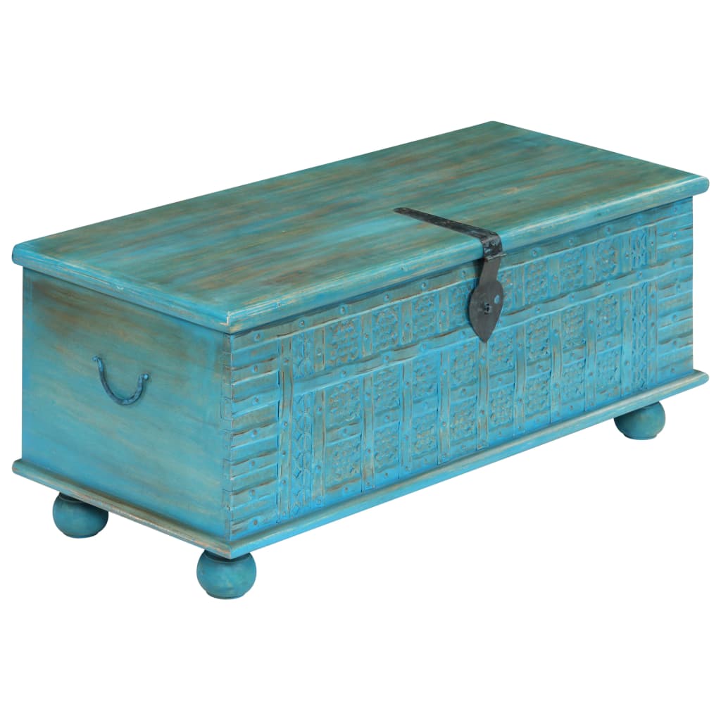 Opbergkist 100x40x41 cm massief mangohout blauw