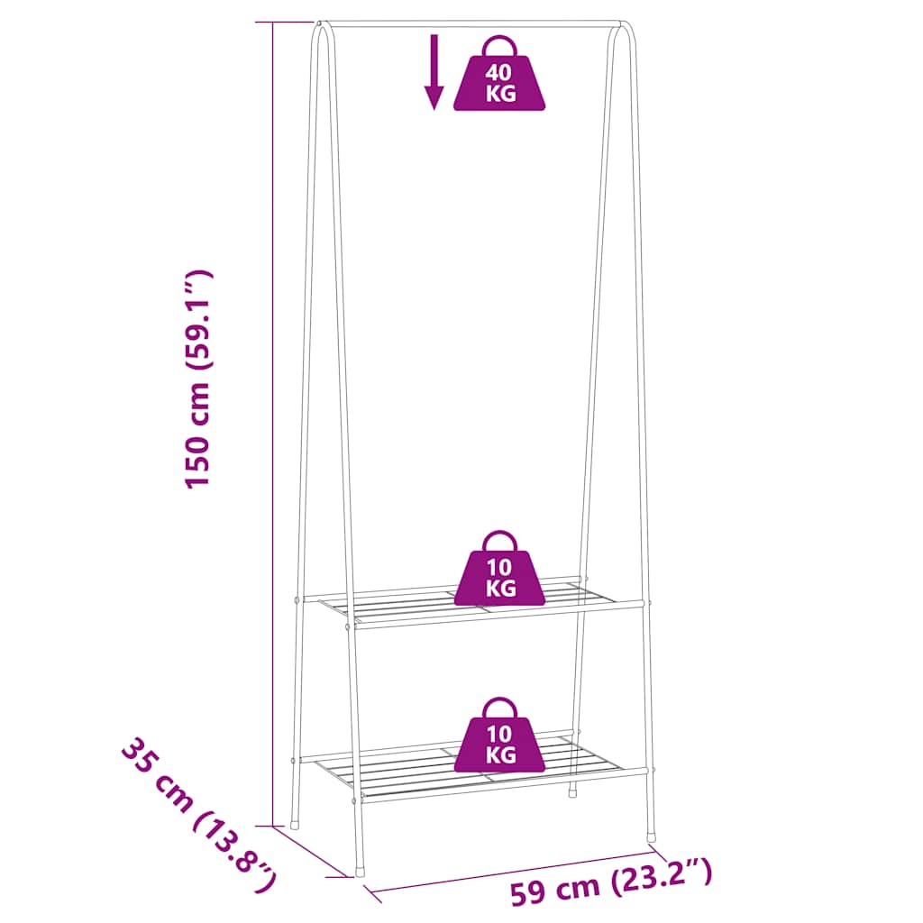 Kledingrek 59x35x150 cm wit