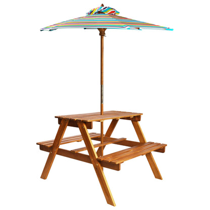 Kinderpicknicktafel met parasol 79x90x60 cm massief acaciahout - AllerleiShop