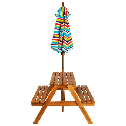 Kinderpicknicktafel met parasol 79x90x60 cm massief acaciahout - AllerleiShop