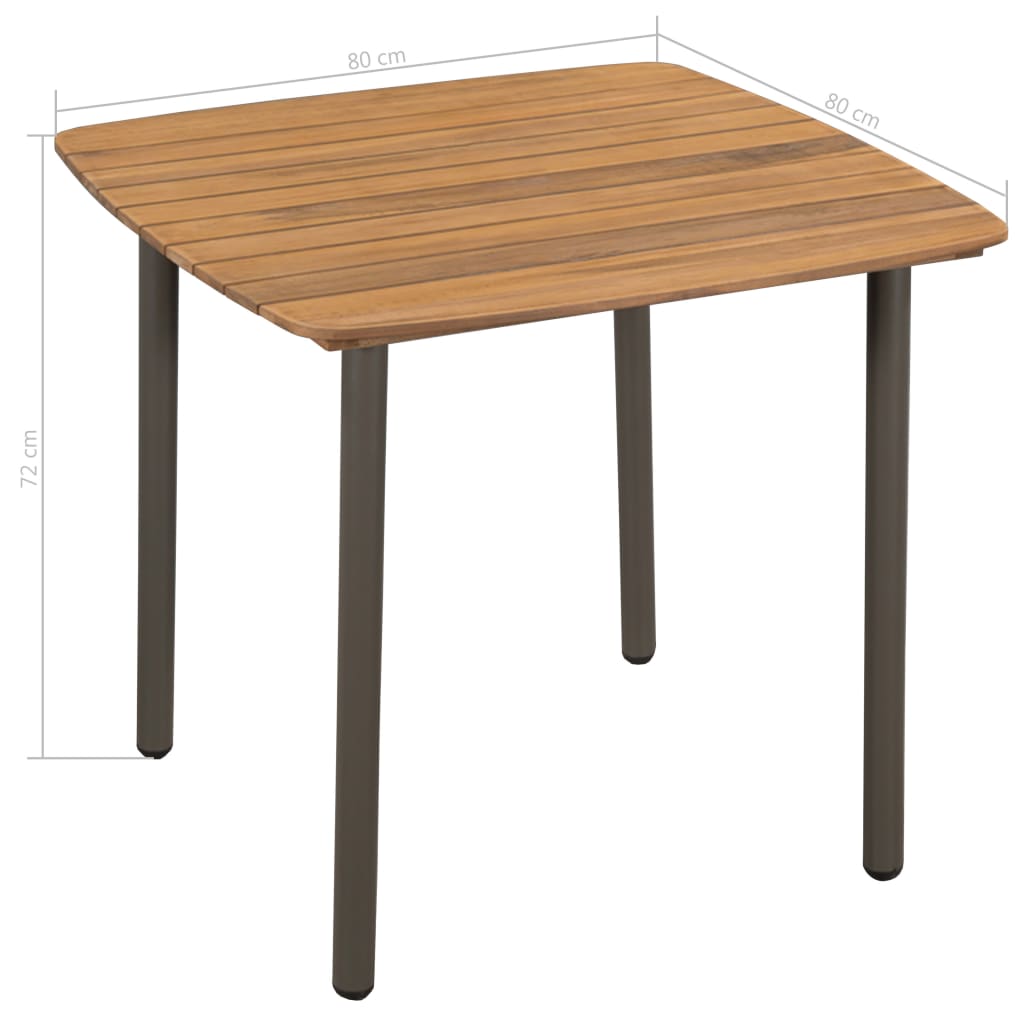 Tuintafel 80x80x72 cm massief acaciahout en staal - AllerleiShop