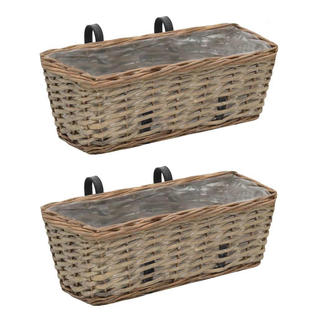 Balkonbakken 2 st 40 cm wicker met PE-voering