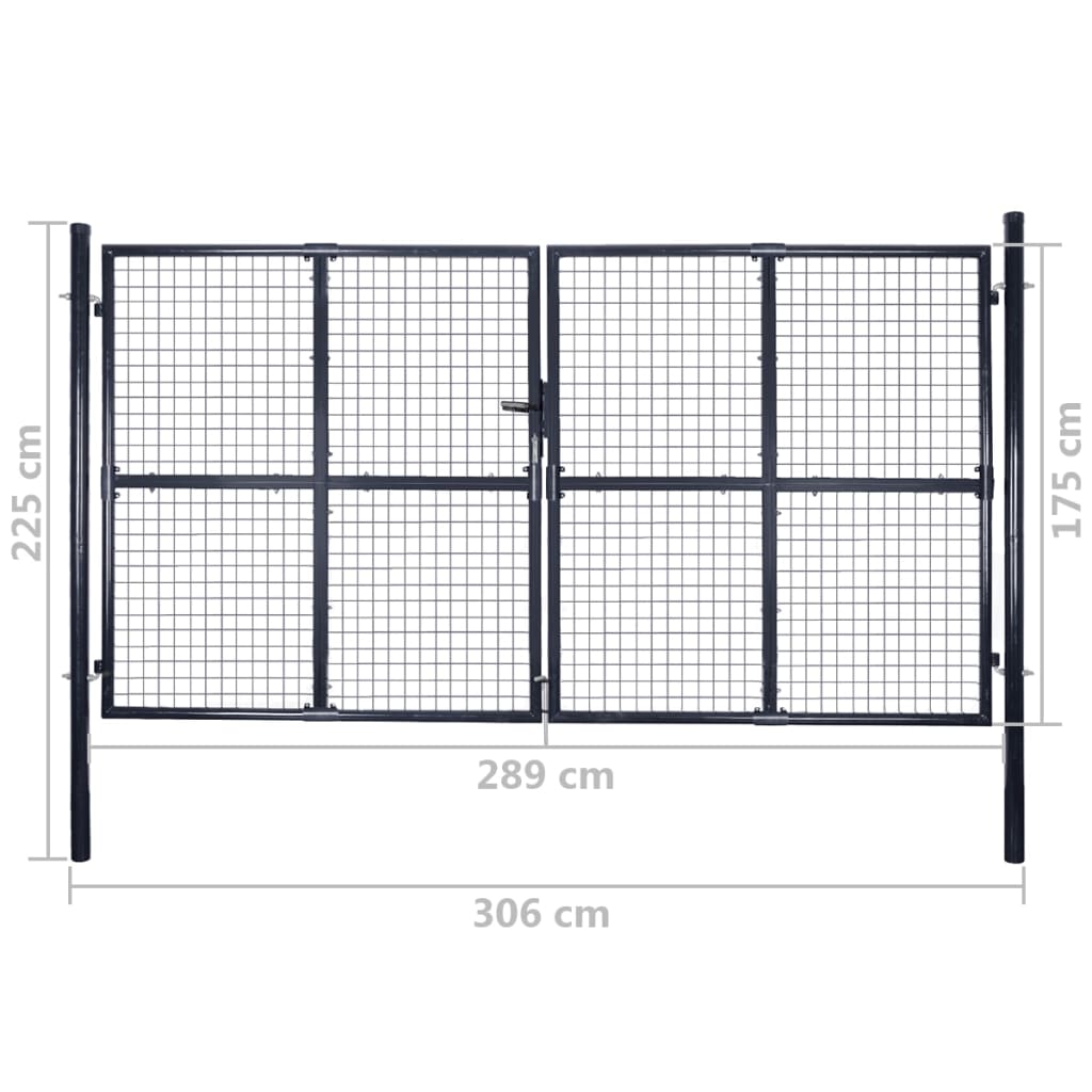Gaaspoort 289x175 cm gegalvaniseerd staal grijs