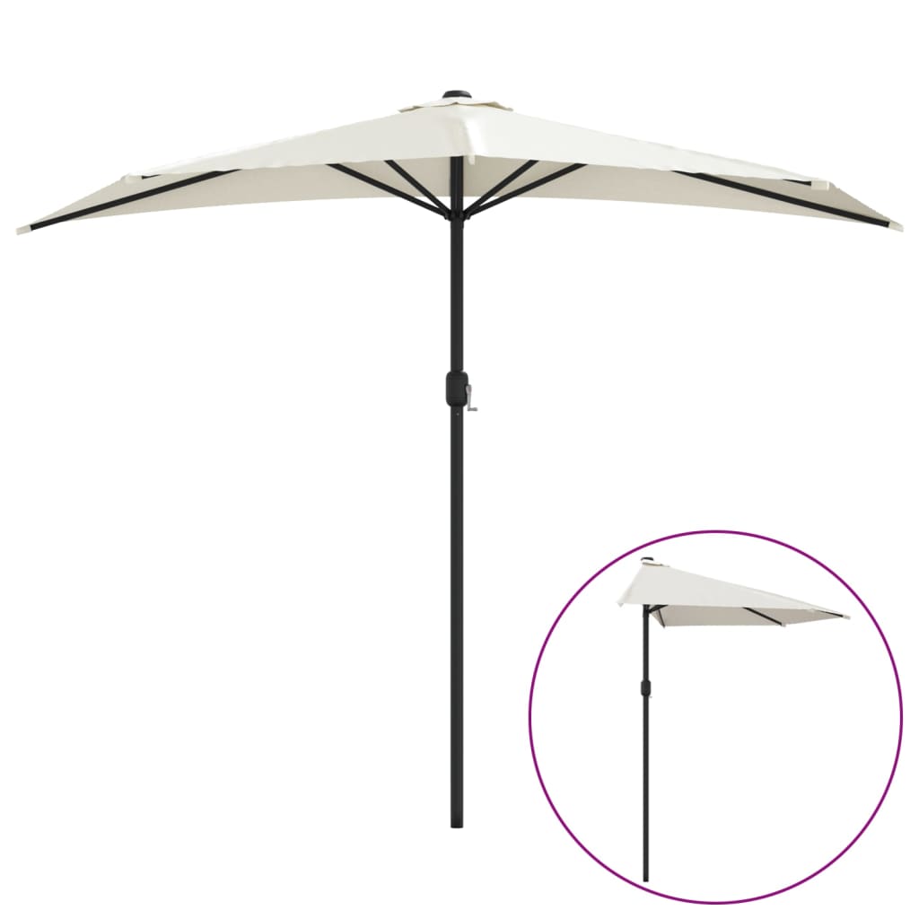 Balkonparasol half met aluminium paal 270x144 cm zandkleurig - AllerleiShop