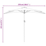 Balkonparasol half met aluminium paal 270x144 cm zandkleurig - AllerleiShop