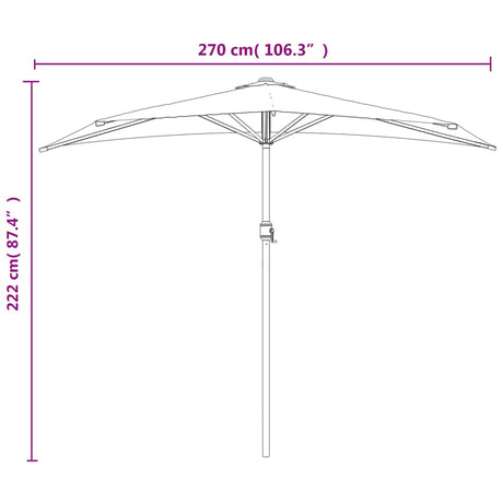 Balkonparasol half met aluminium paal 270x144 cm zandkleurig - AllerleiShop