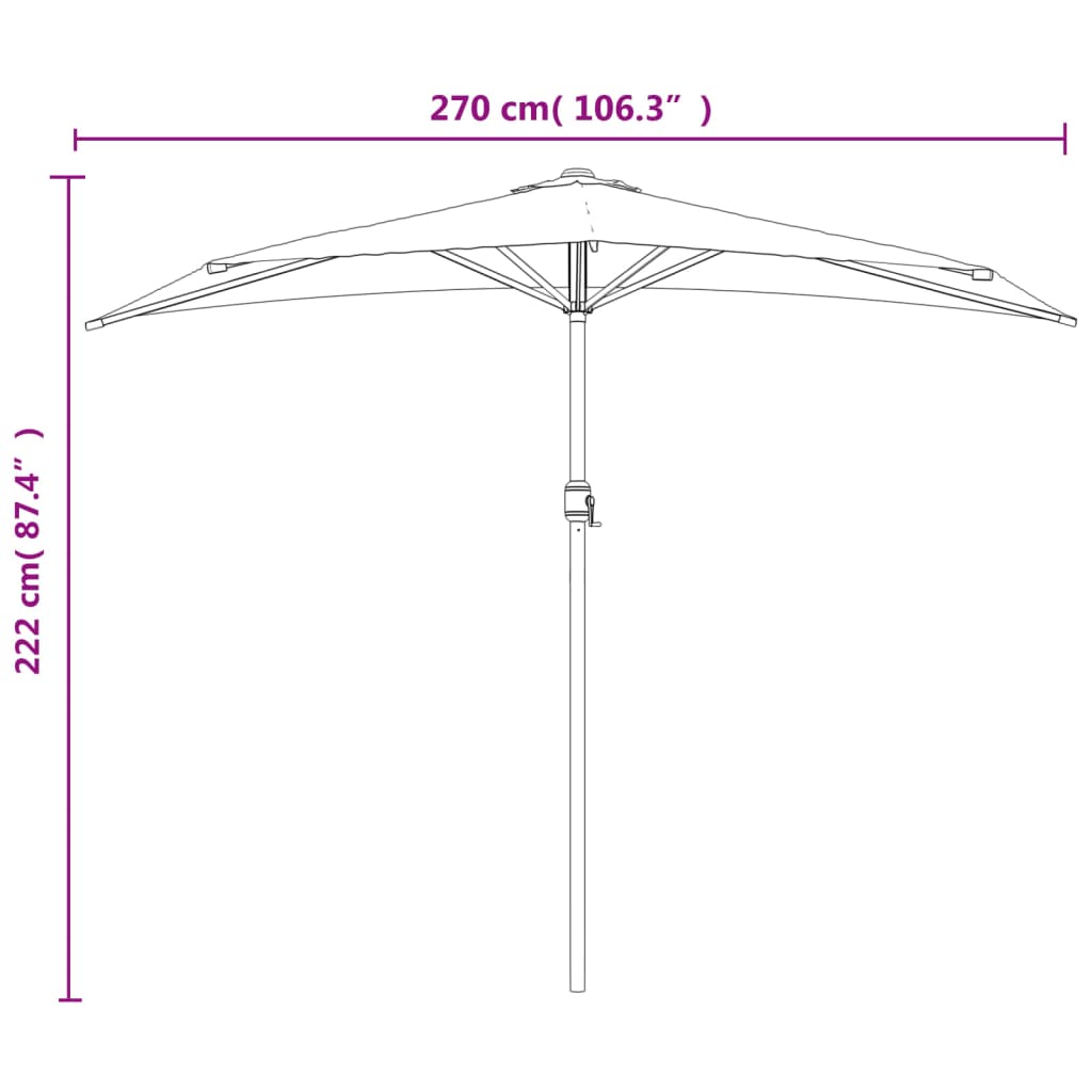 Balkonparasol half met aluminium paal 270x144 cm groen - AllerleiShop